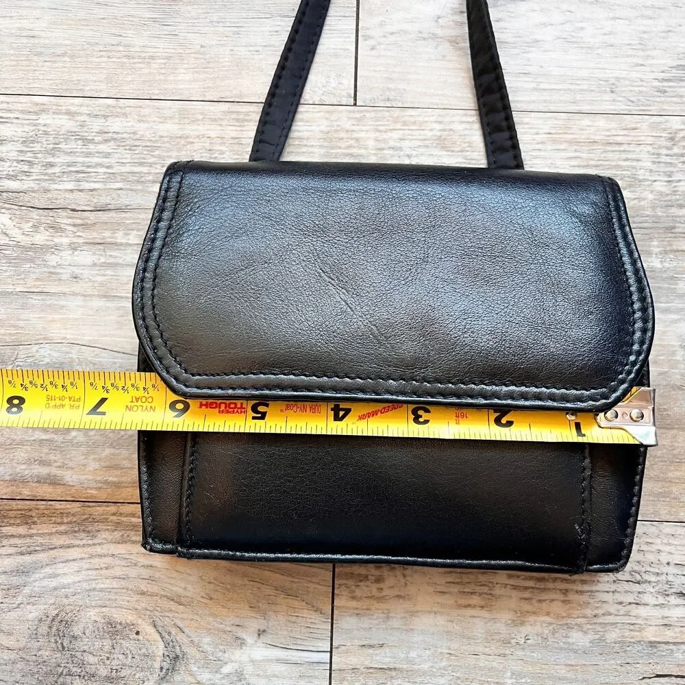 Sonoma Jean Co Black Leather Mini Crossbody Bag Minimalist Y2K Cute Grunge